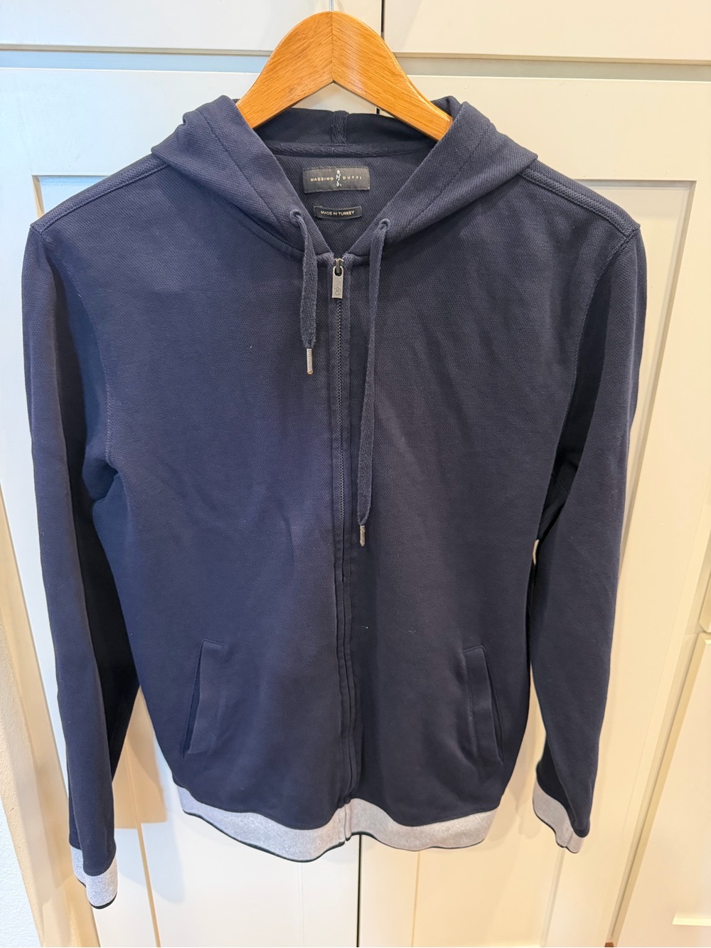 Massimo Dutti Navy Zip-Up Hooded Sweater